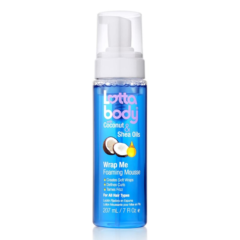 Lottabody Wrap Me Foaming Mousse - Coconut & Shea Oil Curl Definer | 7 oz Moisture-Rich Formula for Curly & Coily Hair