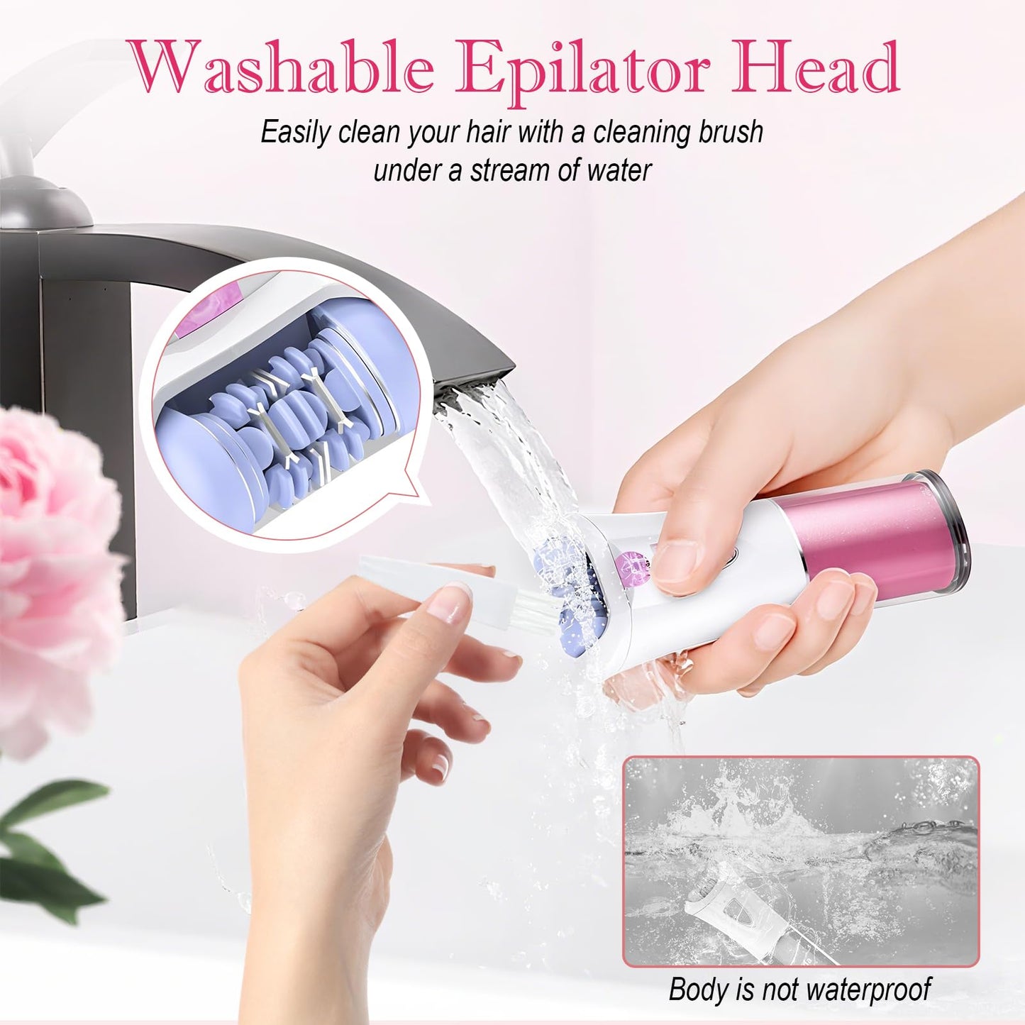 Skin Epilator, 2025 New Skin Hair Remover for Face, Facial Hair Removal for Women with LED Light, Cordless Epilators Hair Removal for Facial, Arms, Legs and Bikini (Pink)