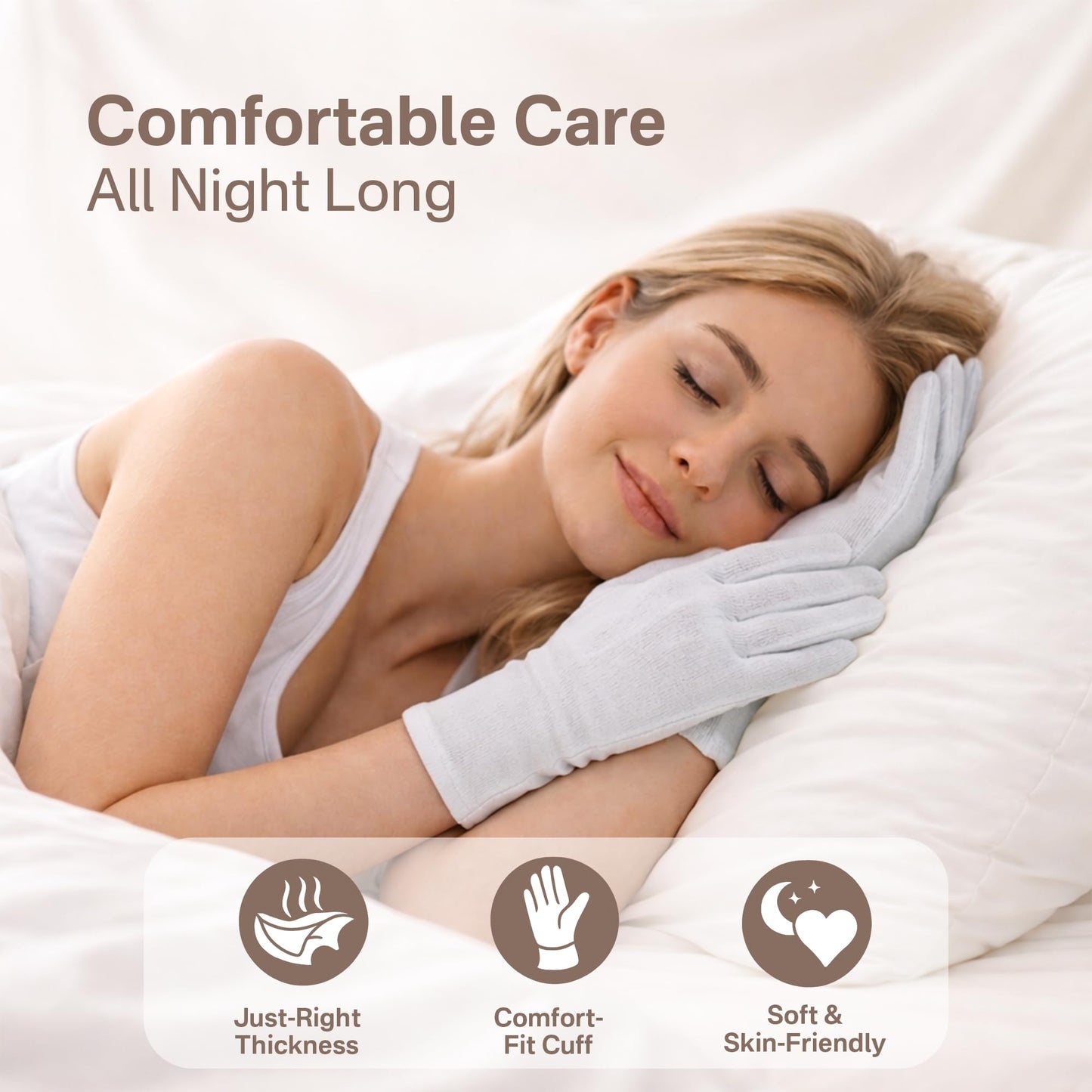 Cotton Gloves for Dry Hands Sleeping – 4 Pairs White Gloves Women Moisturizing Gloves Overnight, 100% Cotton Gloves Eczema, Spa Care for Dry Hands as Hand Mask
