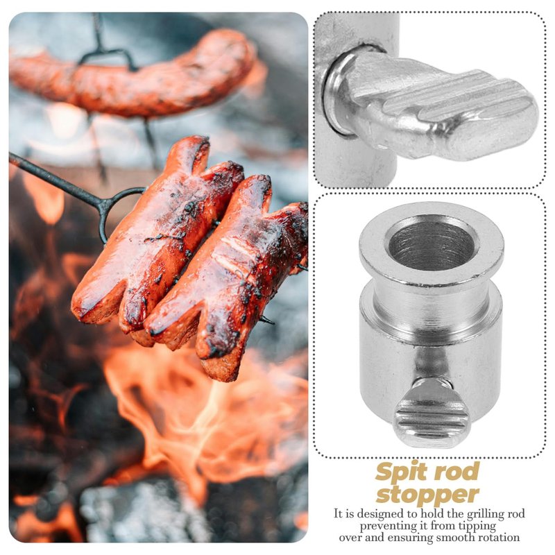 POPETPOP 5 Pcs Iron Rotisserie Spit Rod Roller Bushing, Grill Bushing Rotisserie Roller, Spit Rod Accessory for Enhanced BBQ Experience - Easy Clean