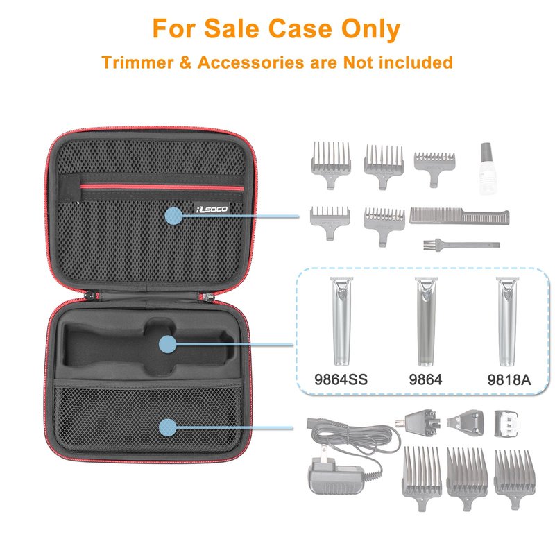 RLSOCO Hard Case for Wahl USA Stainless Steel Lithium Ion 2.0+/2.0+ Slate/Cordless Beard Trimmer for Men; Storage Case for Wahl Model 9864SS/9864/9818A (Case Only)