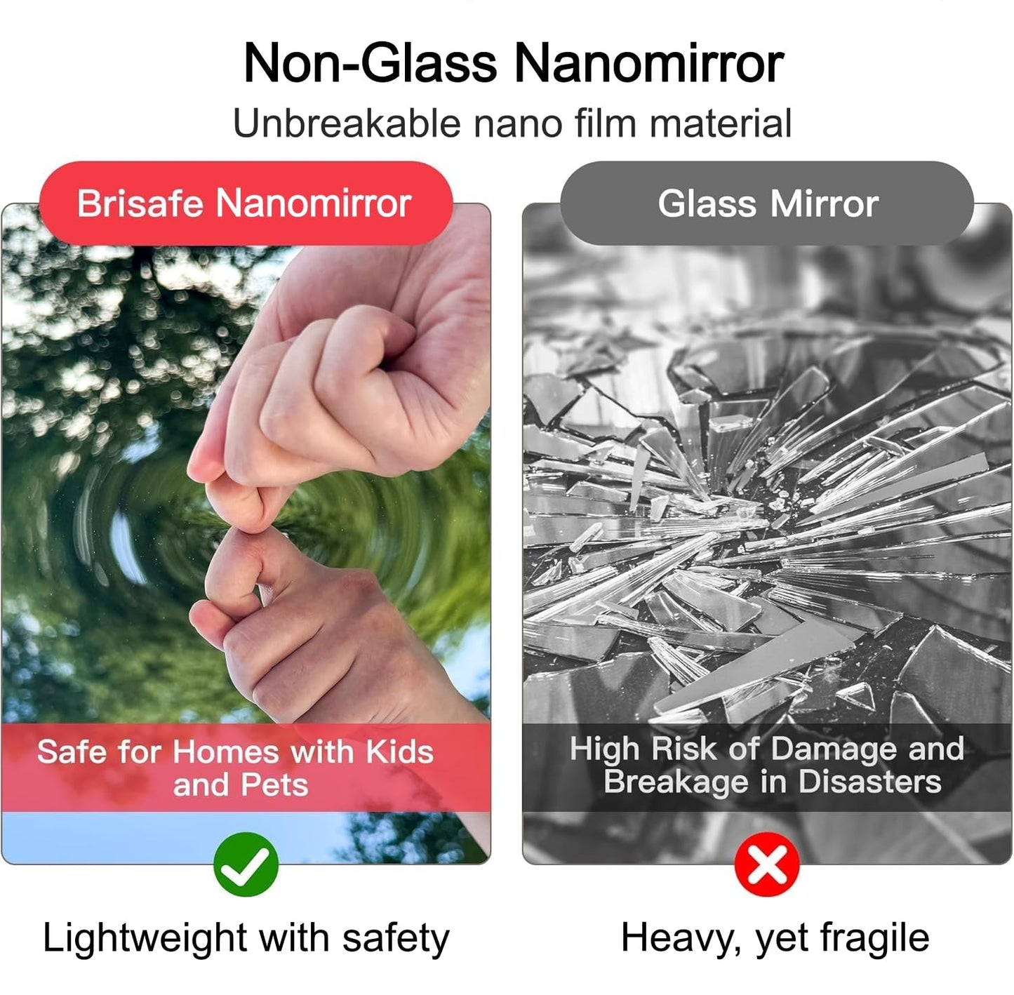 brisafe Gym Mirror, 75"x47" 4-Pack Shatterproof Nano Wall Mirror
