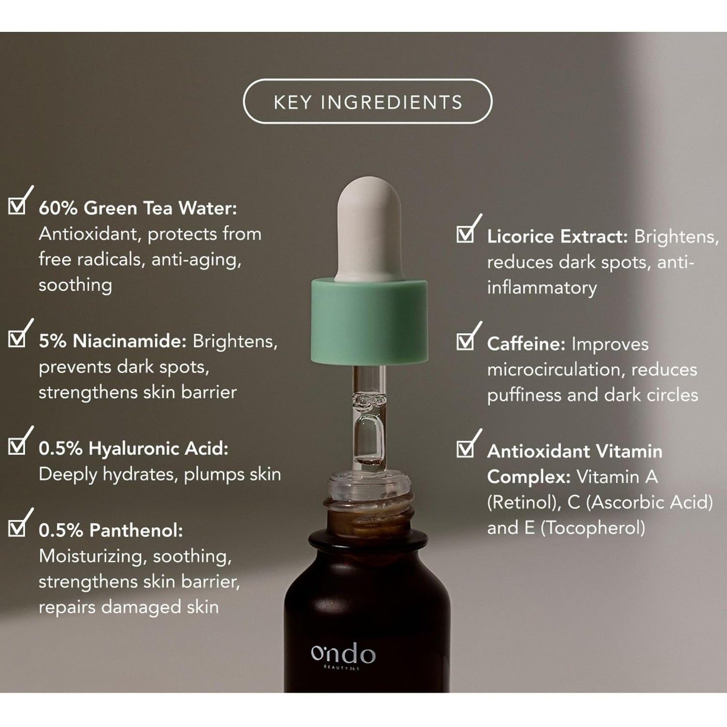 **Niacinamide & Green Tea Eye Serum - Brightening & Calming Treatment for Aging, Dark Circles | Korean Vegan Skincare | 0.52 fl. oz.**