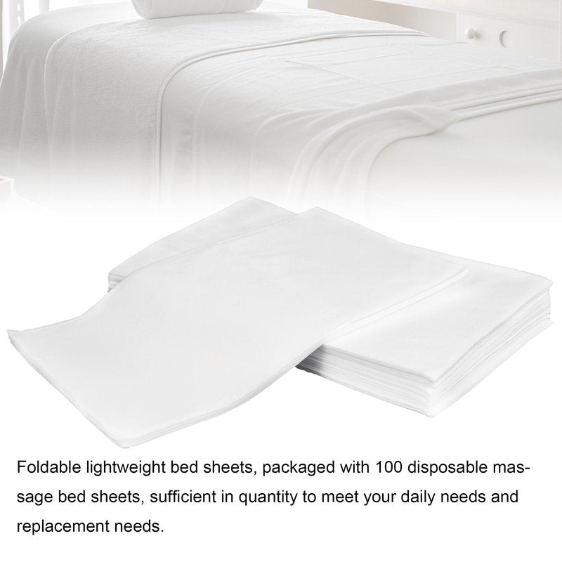 100 Pack 31" x 71" Disposable Non-Woven Massage Table Bed Covers - 2-Ply Waterproof Spa Sheets for Facial, Tattoo & Waxing.