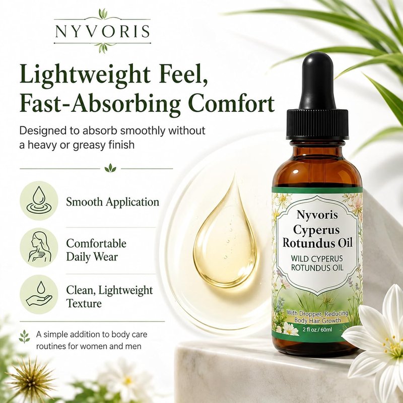 Cyperus Rotundus Oil for Hair Removal - Cold-Pressed Natural Plant Oil, 2 Fl Oz | Reduce Unwanted Hair