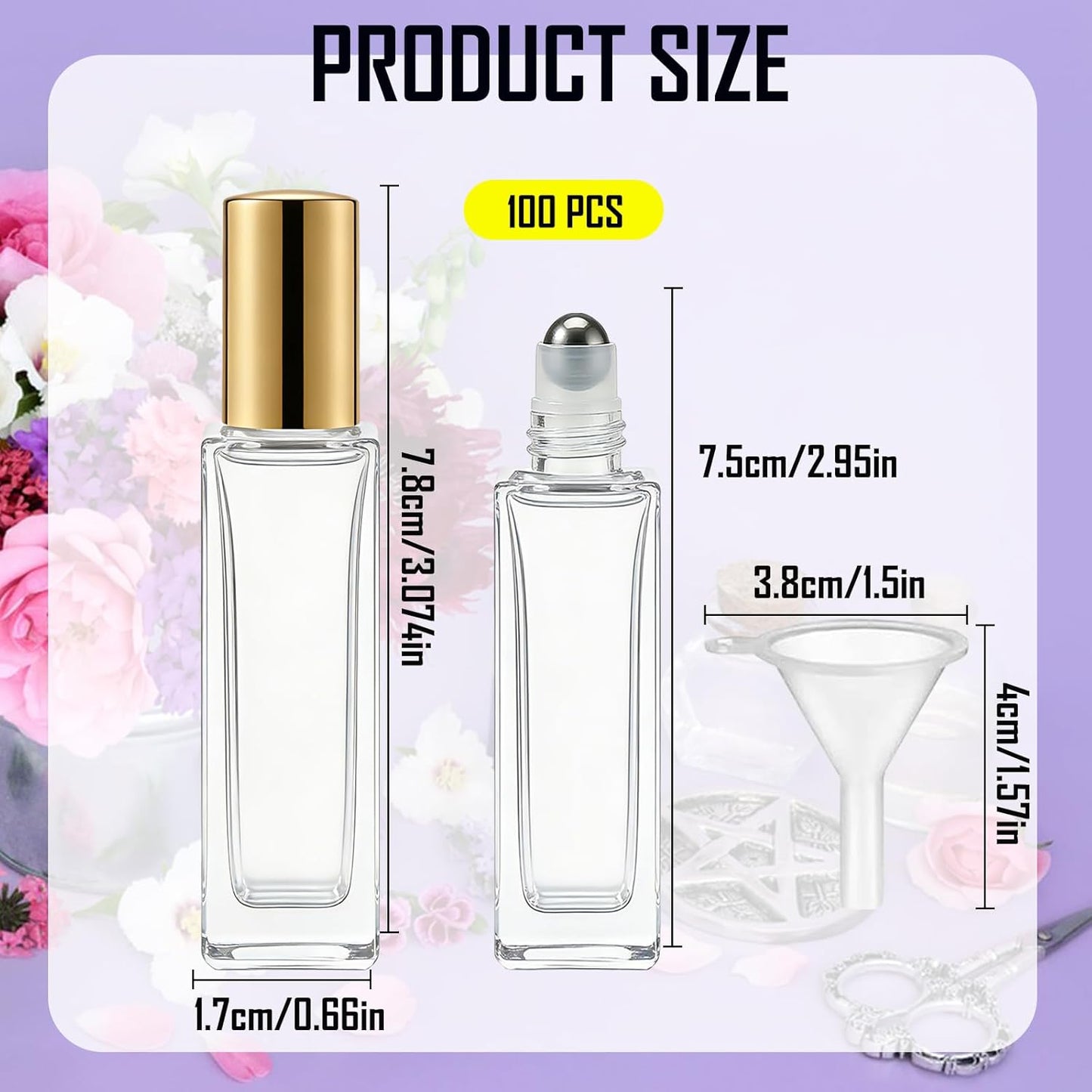 Essential Oil Roller Bottles - 100 Pcs 10 ml Thick Glass with Stainless Steel Balls | Leakproof & Travel-Friendly
