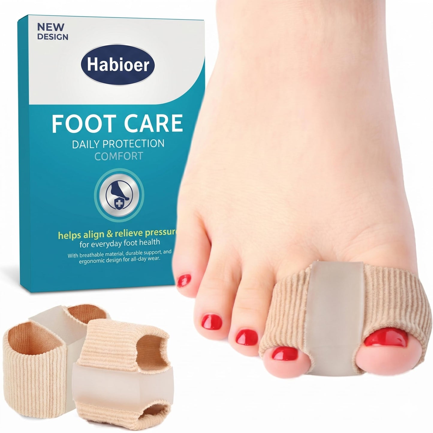 Habioer Bunion Corrector, Toe Separators for Women Men Big Toe, Breathable Toe Spacers, Bunion Correction(2PCS)