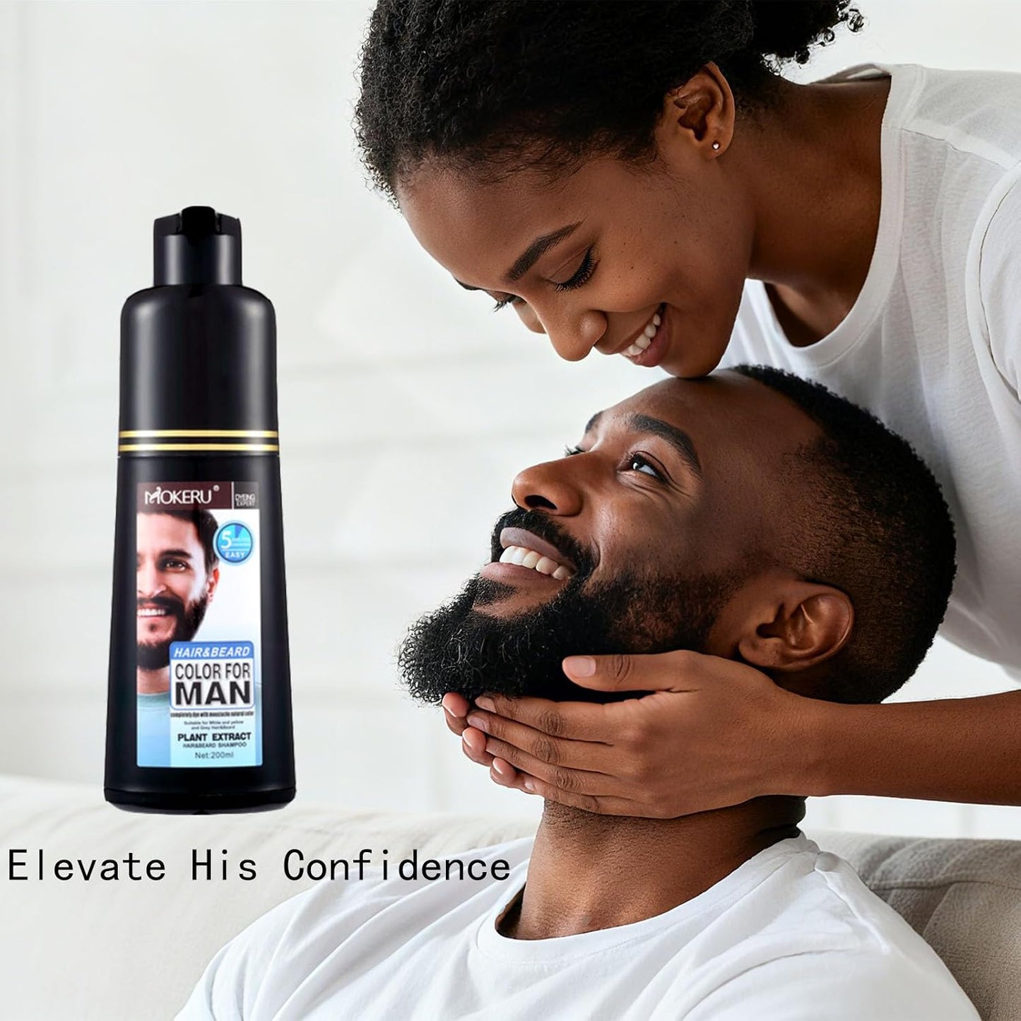 Beard Dye Shampoo for Men - 5 Minute Gray Coverage with Argan & Coconut Oil | No-Mess Formula, 200ML