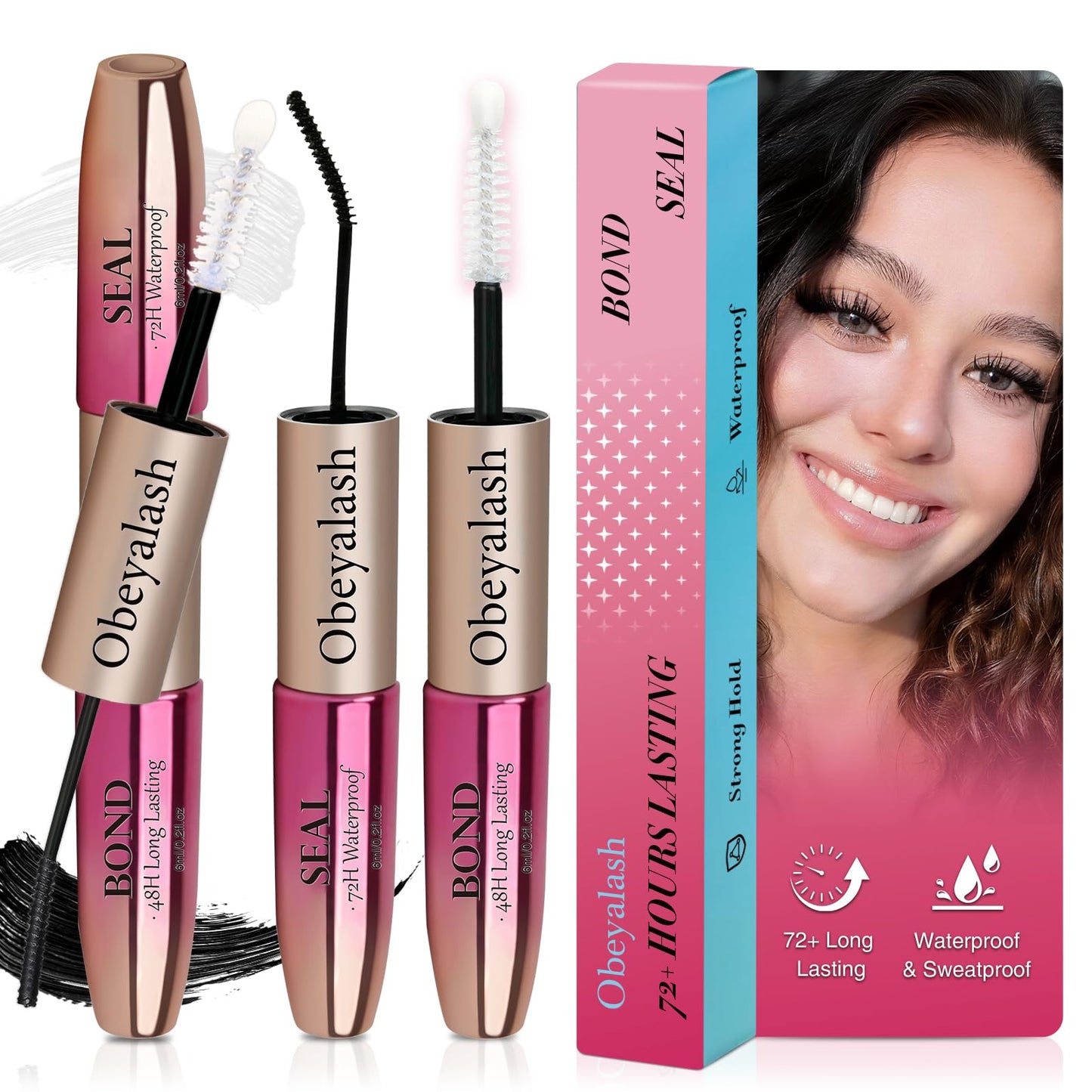 Obeyalash 2 in 1 Lash Bond and Seal, Waterproof Lash Cluster Glue Black