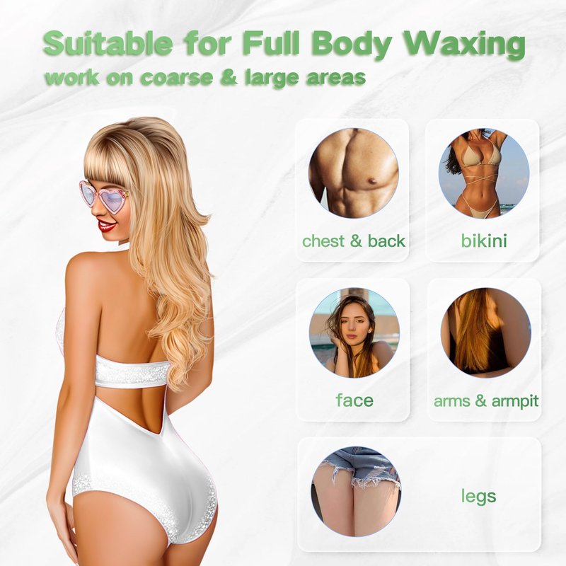 EARAYWAX Hard Wax Beads for Hair Removal, 1lb Brazilian Coarse Waxing for Full Arms, Armpit, Bikini, Eyebrow, Face, Legs, Sensitive Skin, At-Home Wax Melts for Women Men