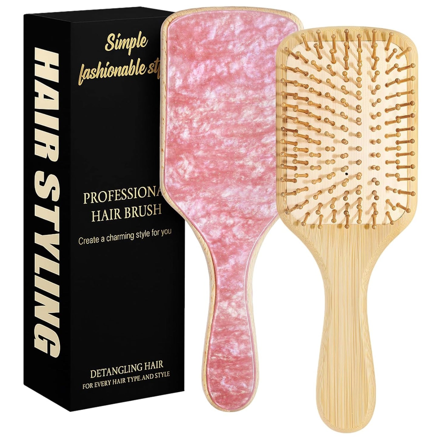 Bamboo Hair Brush - Natural Wooden Paddle Brush for Hair Growth | Suitable for All Hair Types