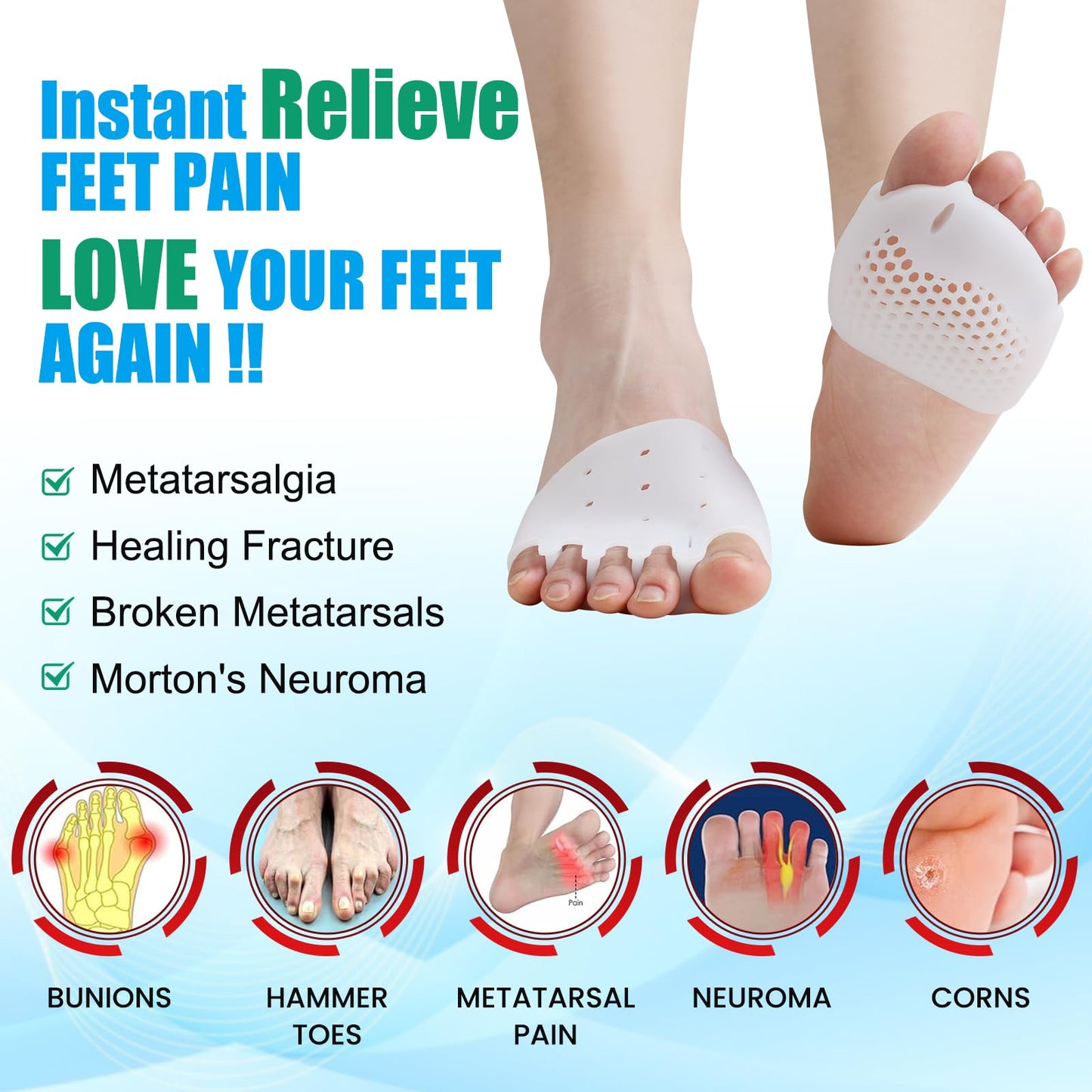 TASZOOS Toe Separators & Metatarsal Pads for Women & Men