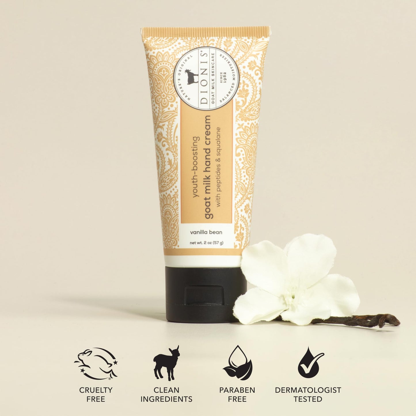 Dionis Goat Milk Youth Boosting Hand Cream, Vanilla Bean, 2 oz