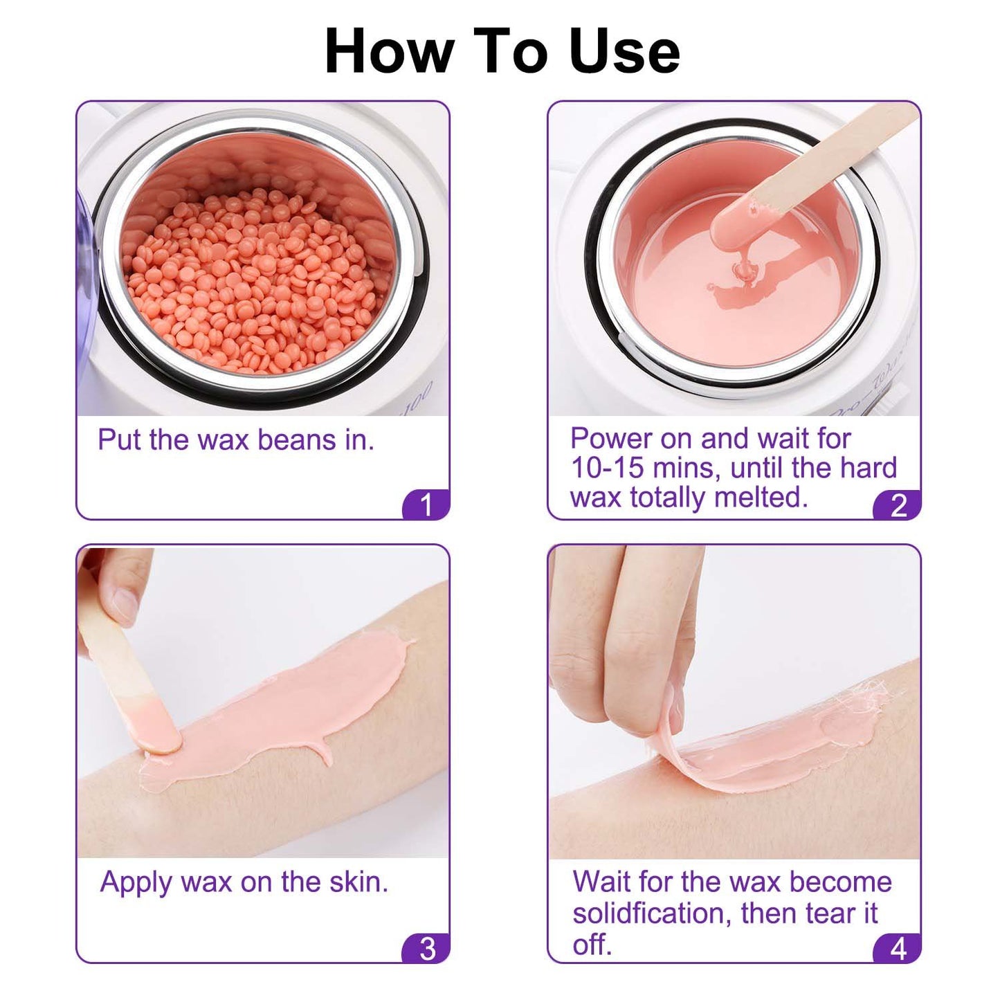 Portable Electric Wax Warmer Kit for Total Body Hair Removal - Melting Pot Hot Wax Heater with Accessories for Facial, Bikini, Armpit Waxing at Home for All Genders