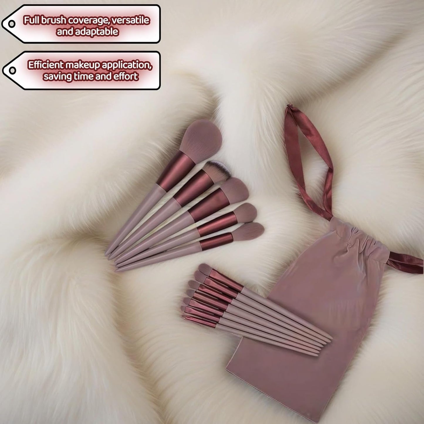 Makeup Brush Set - 13 Piece Professional Cosmetic Brushes | Hypoallergenic Synthetic Bristles for Face & Eye Application (Brown)