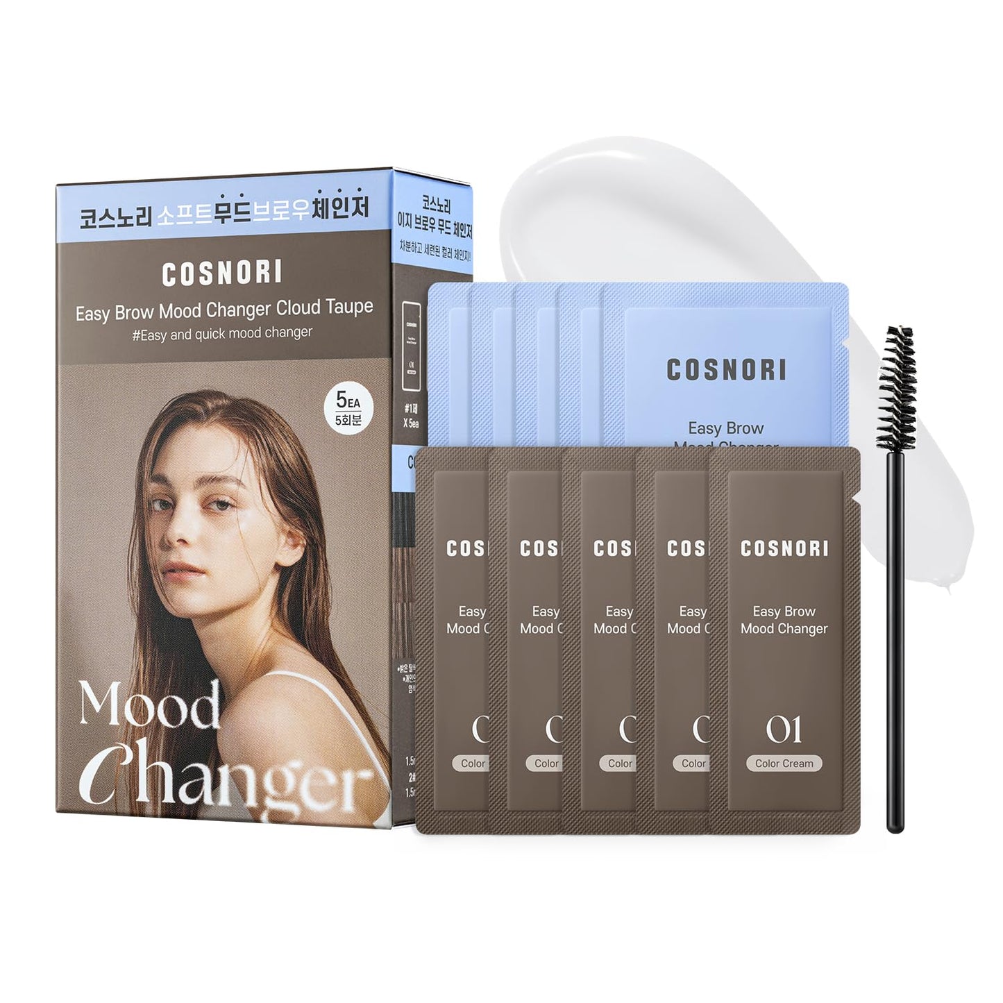 COSNORI Easy Brow Mood Changer - Brow Tinting Kit for Natural-Looking Brows | Soft Ash Brown, 5 Applications