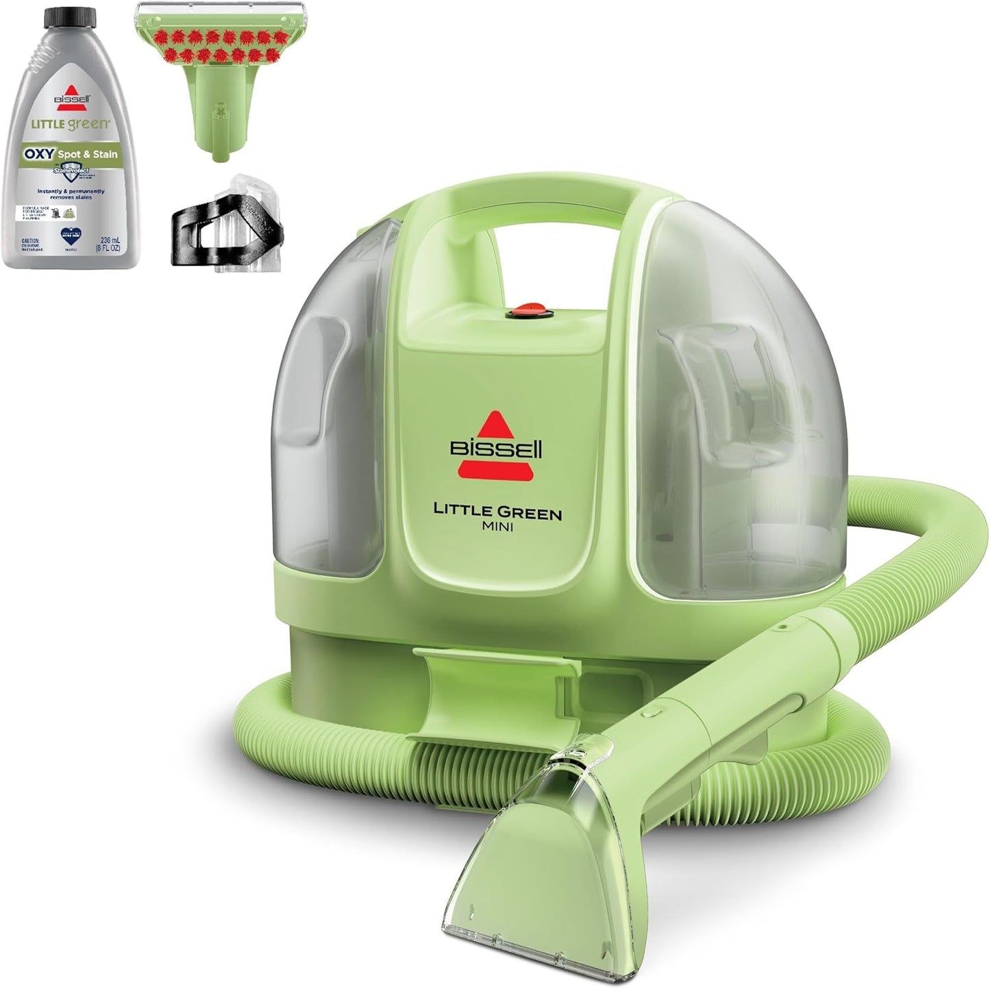 BISSELL Little Green Mini Portable Carpet Cleaner - HydroRinse Self-Cleaning Tool | Tea Green, 4" Tough Stain Tool