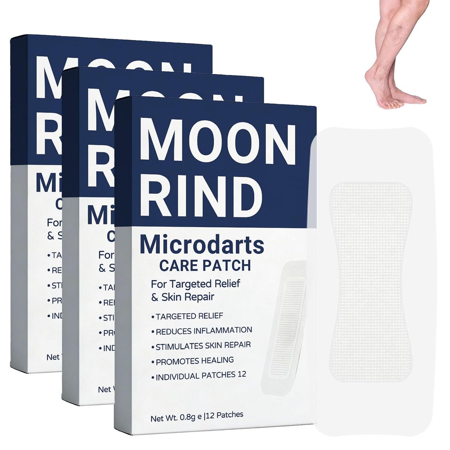 Moon Rind VeinTarget Microdarts Patch - Professional Varicose Veins Treatment for Legs | Natural Ingredients, 3 Boxes