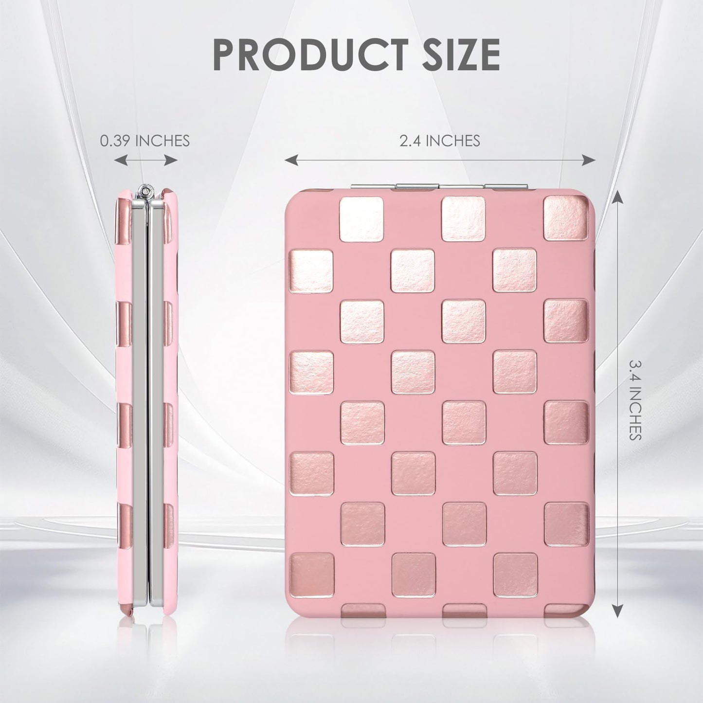 Tavonis Compact Mirror，Unique Contrasting Neon-Toned Checkered Travel Mirror，Pocket Mirror for Women