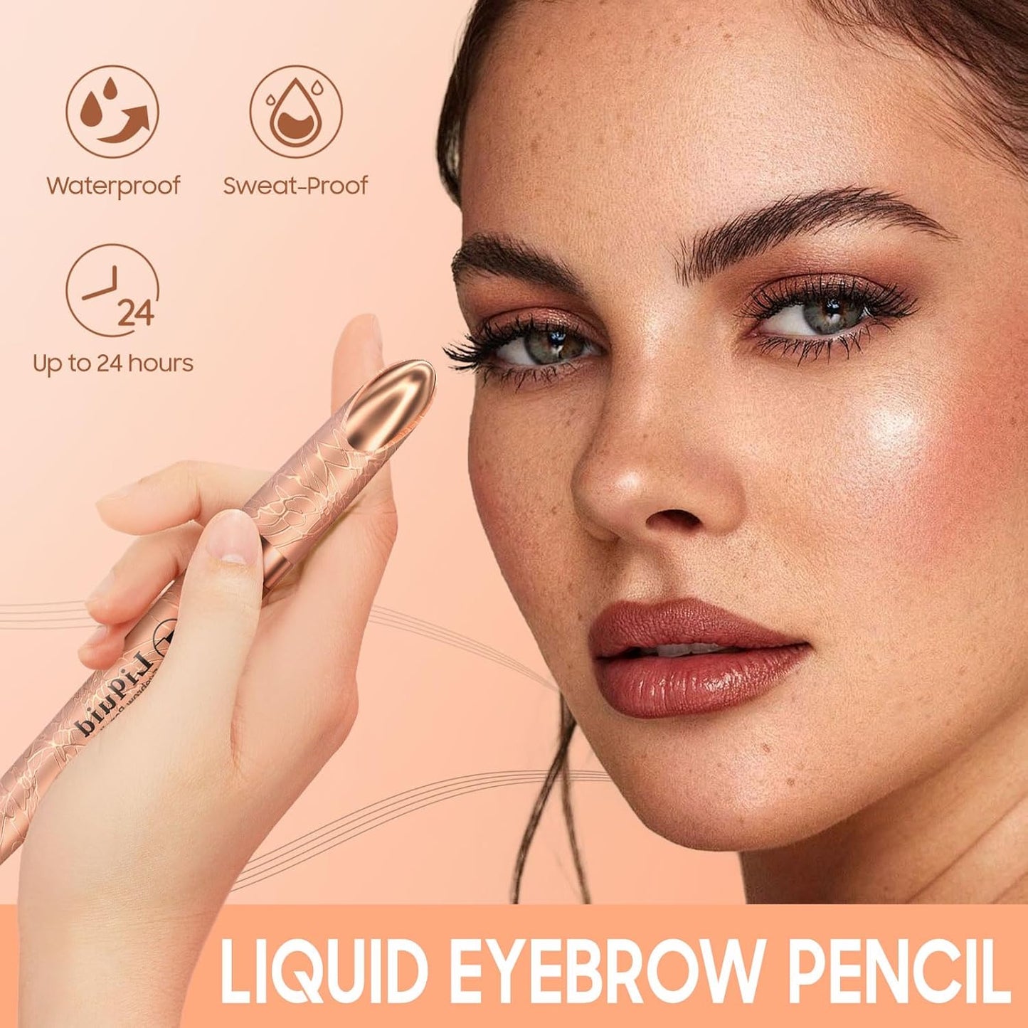 4D Liquid Eyebrow Pen - Microblading Pencil for Precise Brow Definition | Long-Lasting Waterproof (Black)