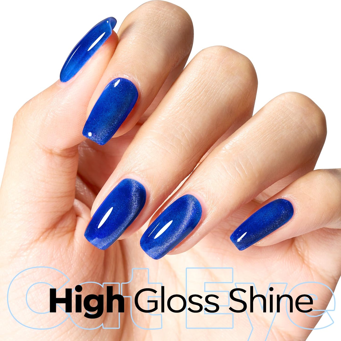 Cat Eye Gel Nail Polish - Glitter Blue Magnetic Soak Off UV Gel for Stunning Nail Art | Winter Manicure