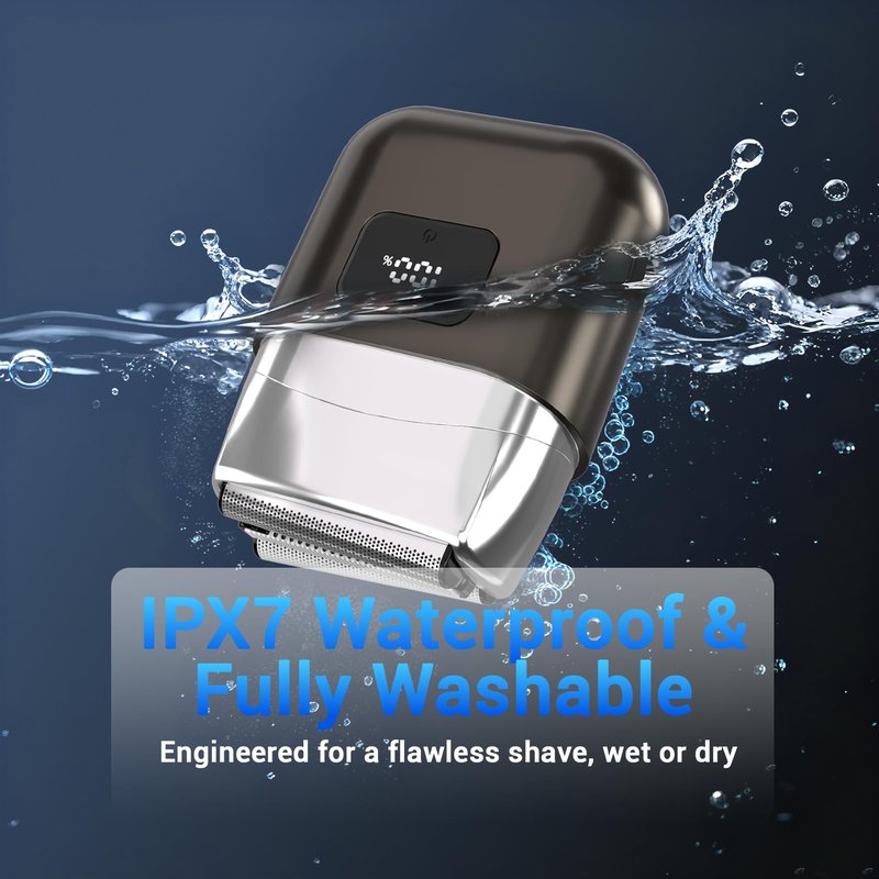 YOXSPD Electric Foil Shavers for Men: Mini Electric Razor with 3 Floating Blades, LED Display, Dual Speed - IPX7 Waterproof Wet/Dry Cordless Razor, USB Fast Charging, Travel Lock (Gray)