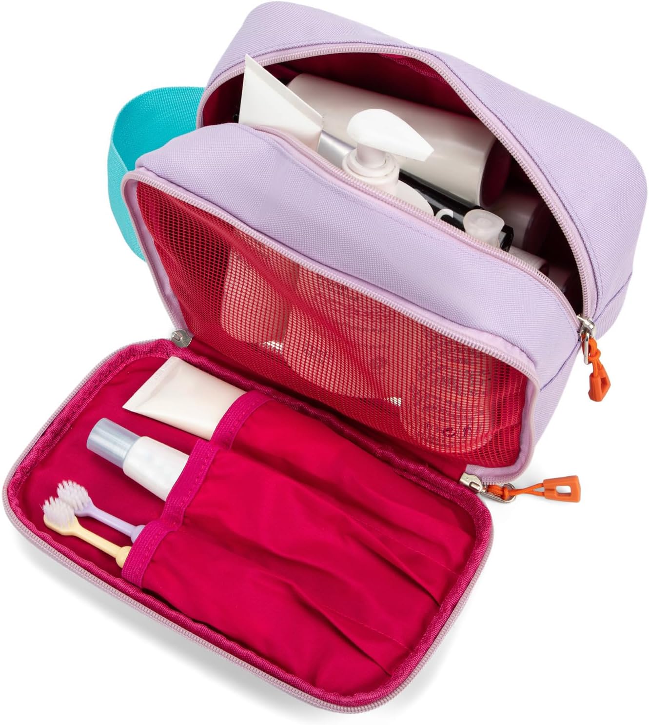 Kids Toiletry Bag - Travel-Friendly Design for Boys & Girls | Small Light Green with Carry Handle