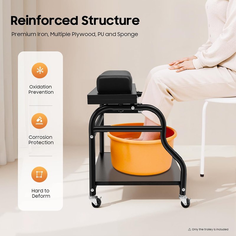 Pedicure Foot Bath Trolley Cart - Portable Esthetician Stand for Nail Tech | Spa & Massage Station with Wheels
