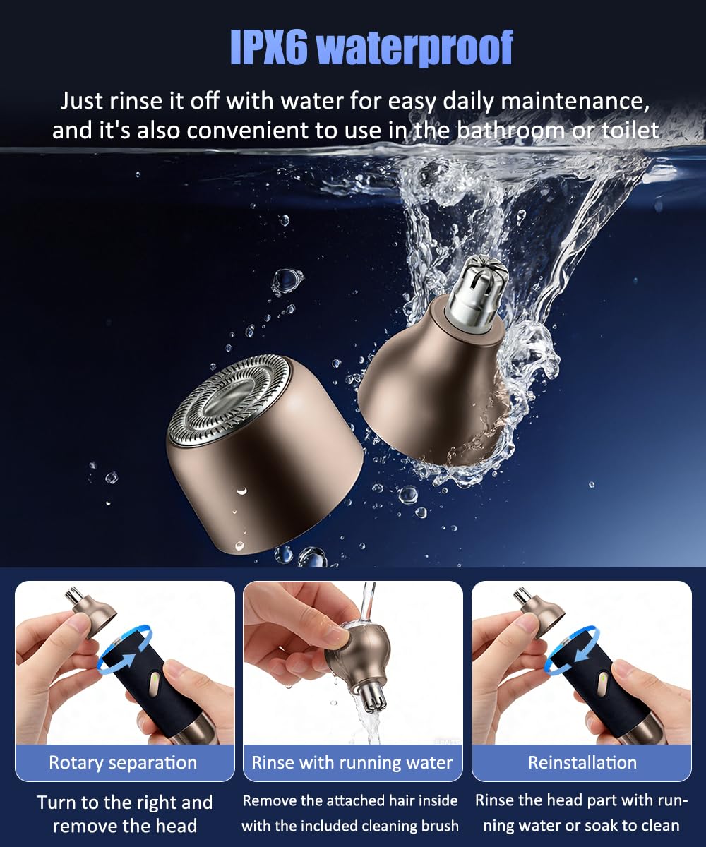 Nose Hair Trimmer for Men & Women, 2 in 1 Electric Nose and Ear Hair Trimmers Ear & Eyebrow Grooming Kit Face Clipper with Powerful Motor and Dual-Edge Blades Waterproof, Portable Travel Size (Blue)