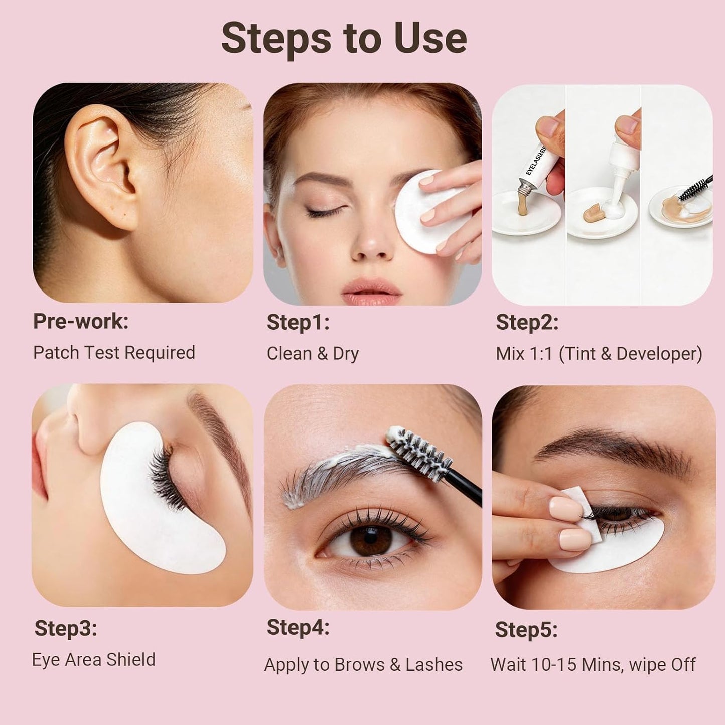 Lash & Brow Color Kit - 2-In-1 Professional Eyelash & Eyebrow Dye | Long-Lasting Results, 7ml (Brown)