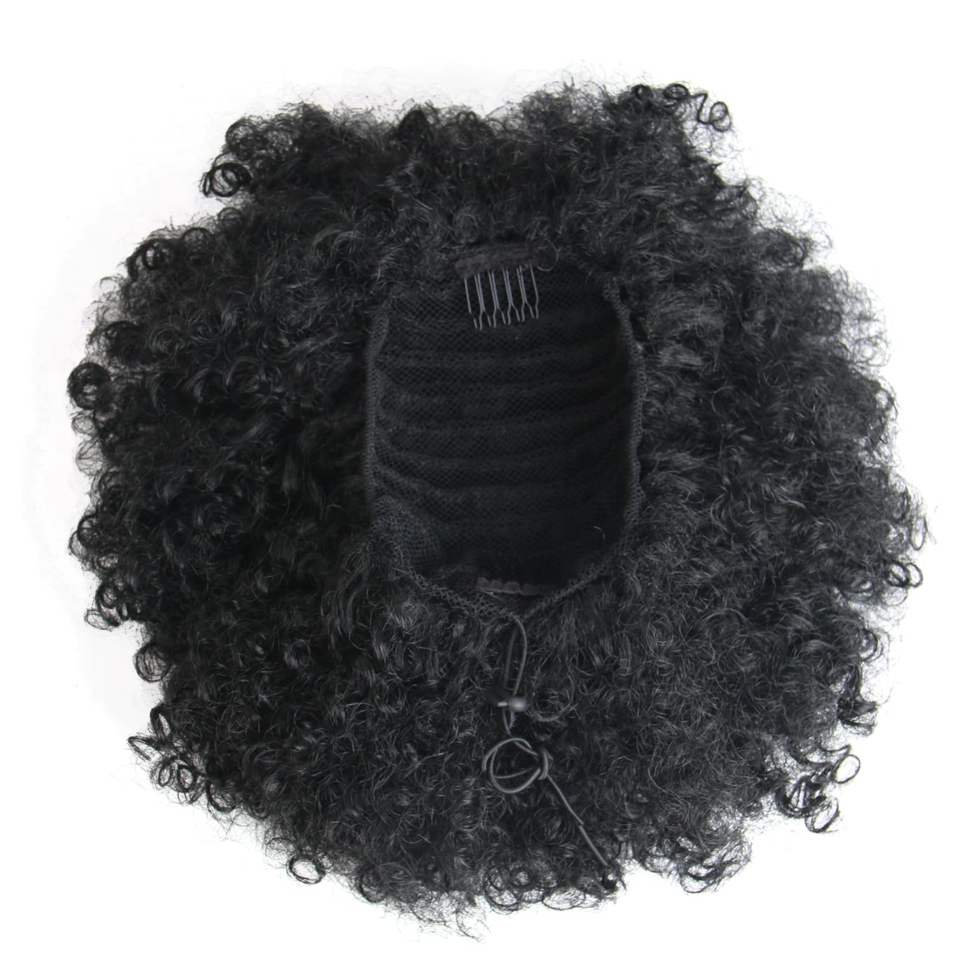 Afro Puff Drawstring Ponytail Extension - Short Curly Clip-On Bun for Black Women | Kinky Texture (1#)