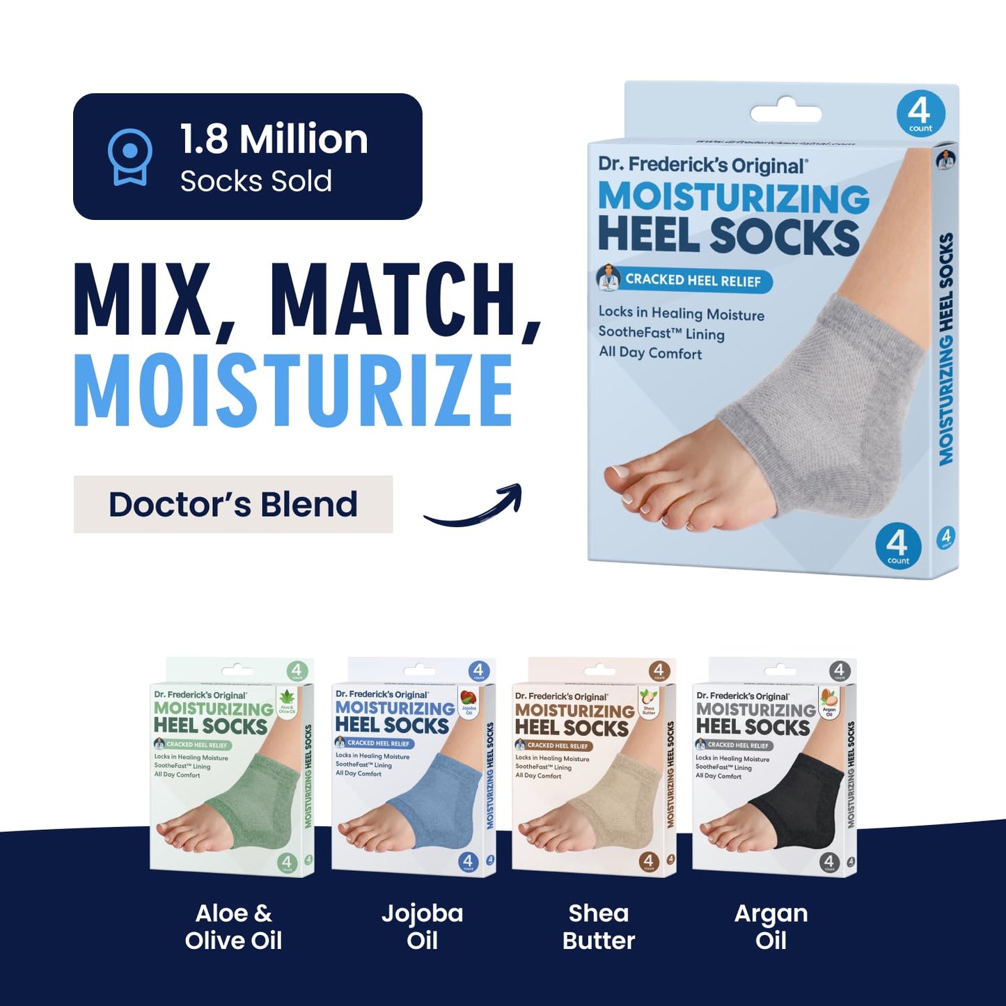 Moisturizing Heel Socks for Dry Cracked Heels - Olive Oil & Vitamin E Infusion | 2 Pairs for Men & Women
