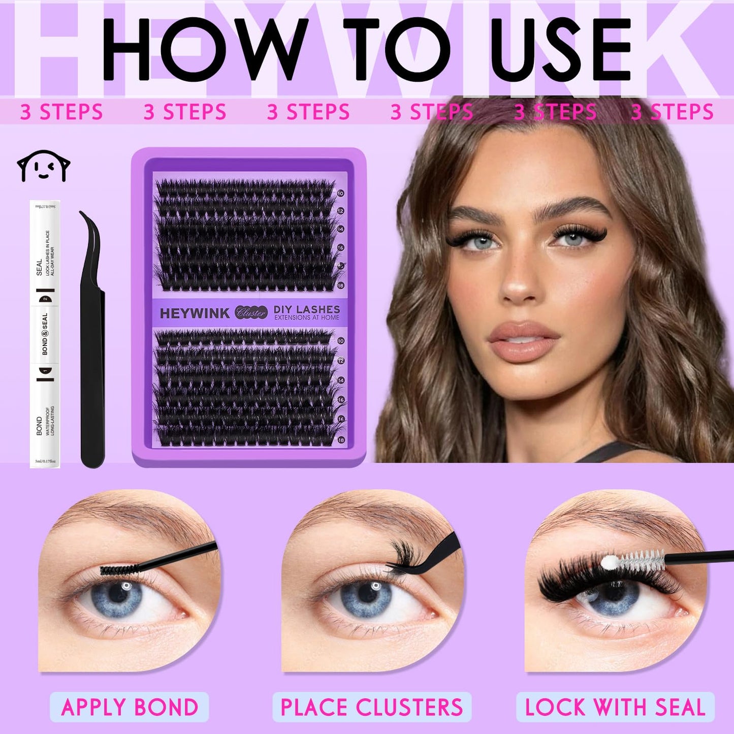 Lash Clusters Kit - 80D & 100D Individual D Curly Eyelash Extensions | DIY Thick False Lashes 10-18mm
