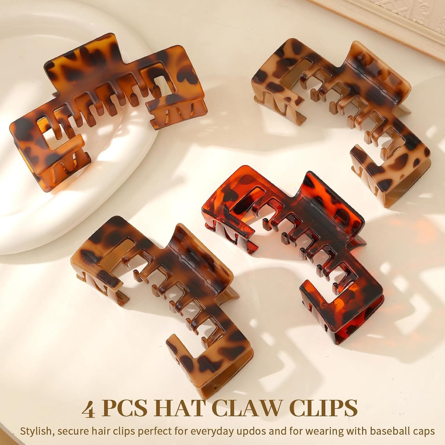 Extra Large Hat Claw Clips for Women - 5 Inch Jumbo Hair Clip for Thick Long Hair | Ideal for Baseball Caps & Beach Outings