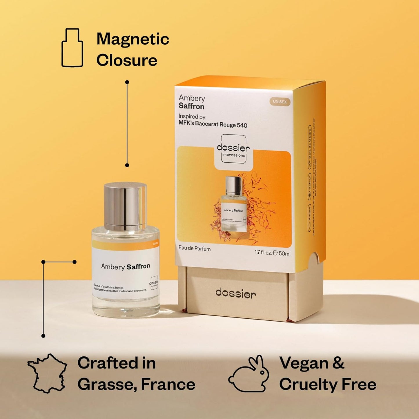 Ambery Saffron Eau de Parfum - Unisex Long-Lasting Fragrance | 1.7 fl oz (50ml)