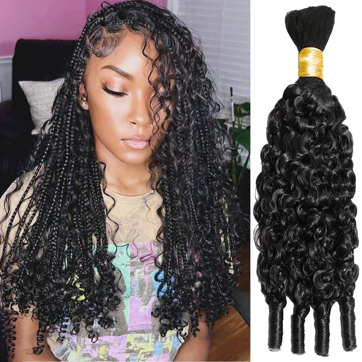 15A Human Braiding Hair - Boho Burmese Curly Spiral Ends | 18 Inch, 60g Bundle for Salon-Quality Styles