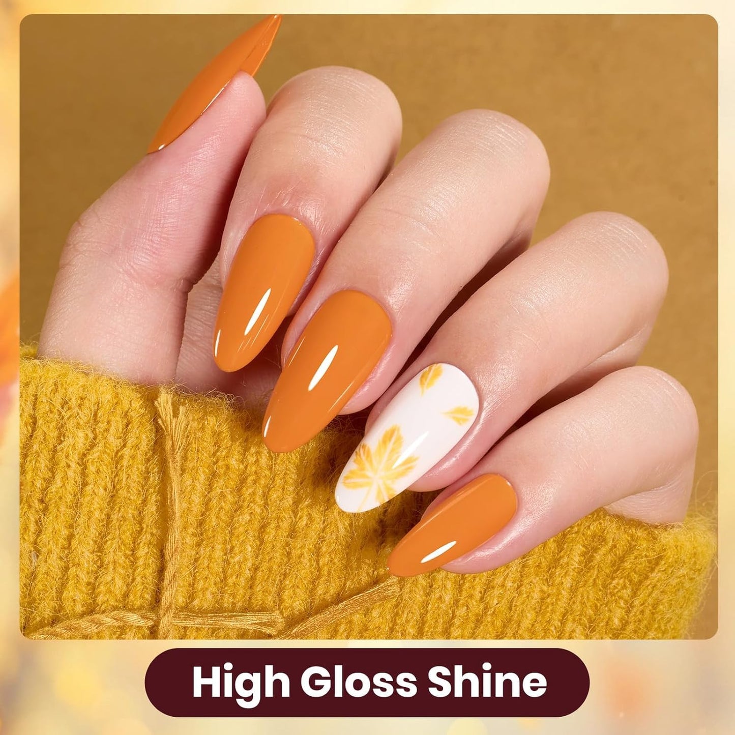 Beetles Gel Nail Polish Set 6 Colors Gel Polish Red Orange Brown Gold Glitter Kit DIY Home Nail Art Manicure Kits UV LED Needed Gifts for Women Golden Blessing