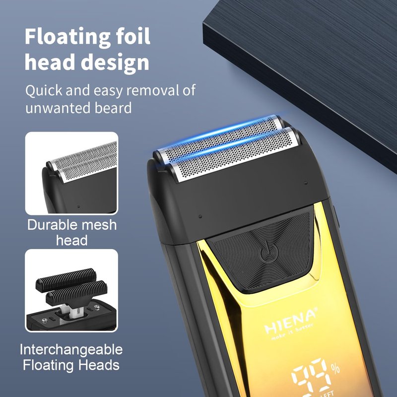 HIENA PRO Professional Cordless Hair Clippers for Men, T-Blade Beard Trimmer & Foil Shaver Set, Rechargeable Barber Clipper Kit and Hair Cutting Set, Facial Grooming Kit with LED Display