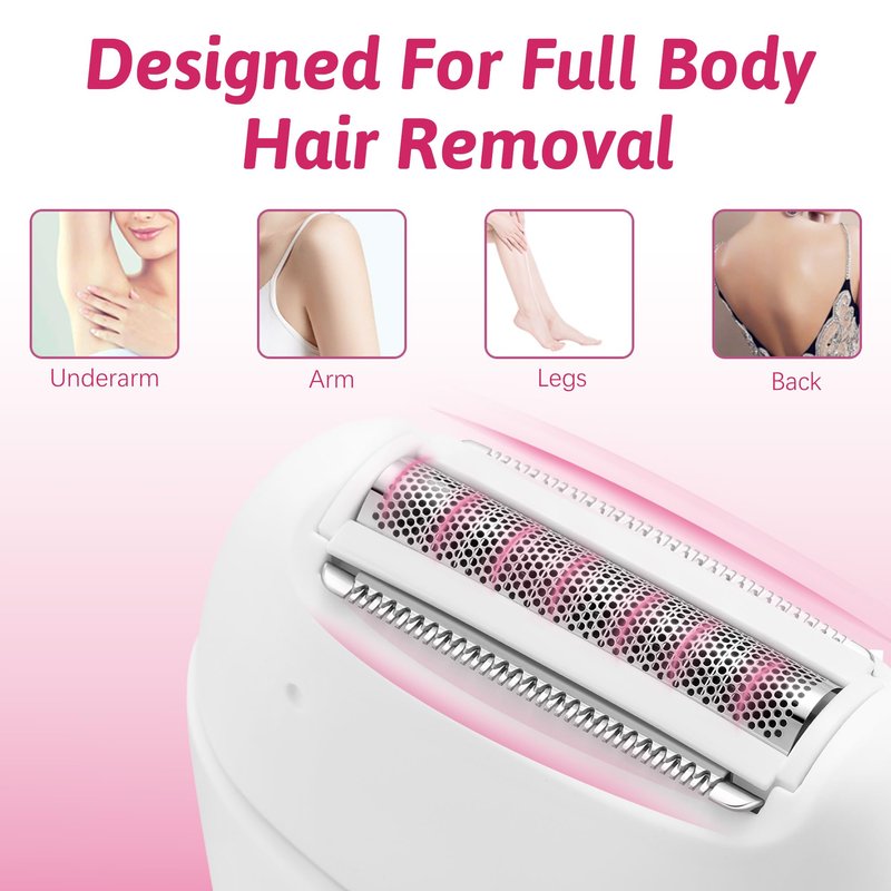 VGR 739 Epilator for Women 3 in 1 Cordless Hair Removal Device USB Rechargeable Electric Epilator with LED Light 2 Speeds Waterproof Shaver and Epilator for Legs Arms Underarms Bikini