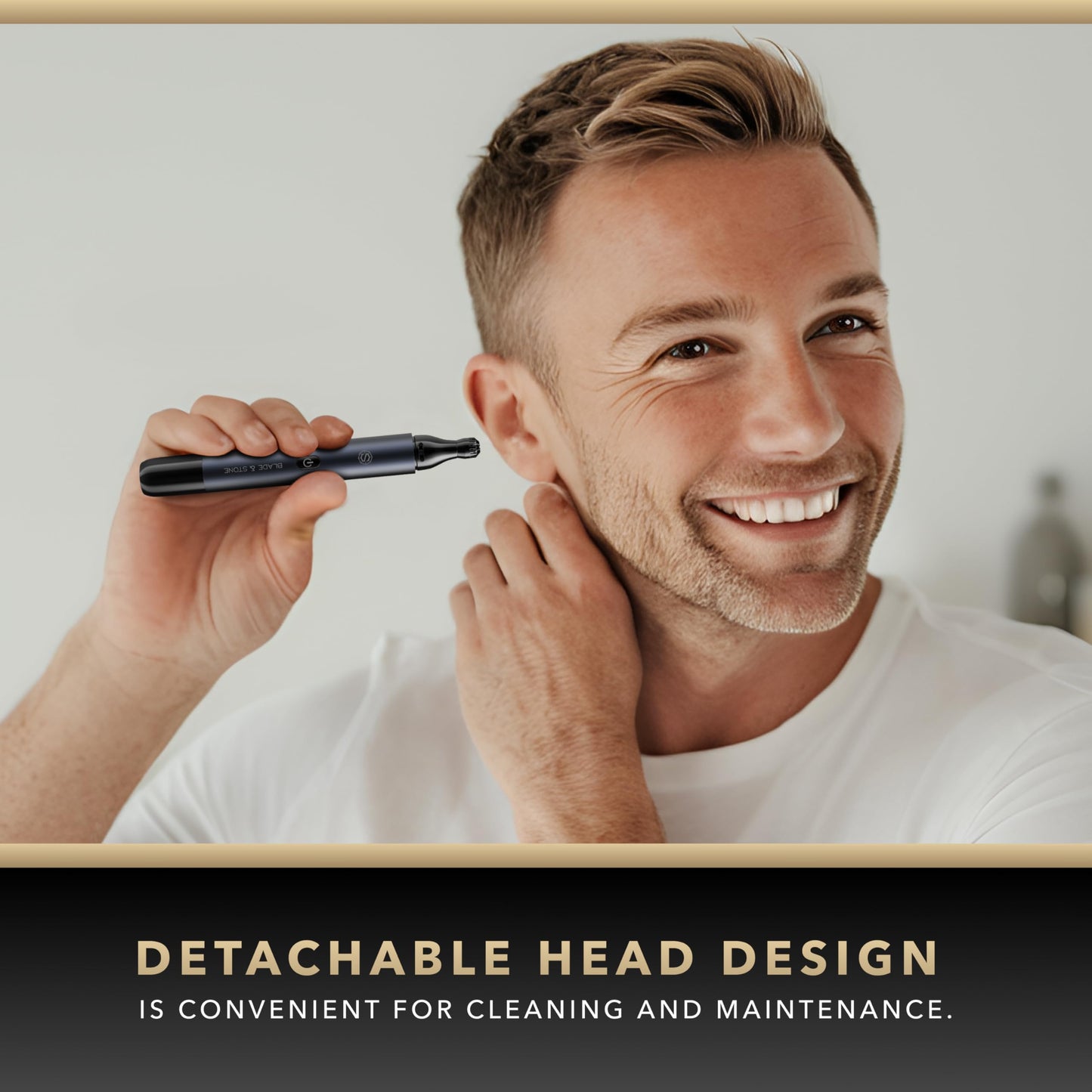 Blade & Stone™ NS502-DN Nose & Ear Trimmer 2.0 | Graphene-X™ Blade | High-Velocity Low-Noise Motor | Patented Rotary Blade Design | Skin-Friendly, Tug-Free Performance, Detachable Head - Dark Night