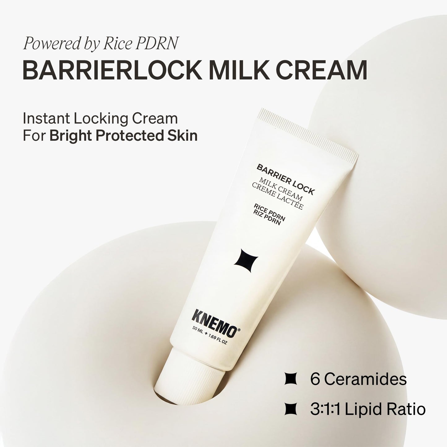 KNEMO BARRIER LOCK Rice PDRN Milk Cream - Intense Hydration Face Moisturizer for Barrier Repair, Rich Dewy Day & Night Cream for Dry, Sensitive, & Flaky Skin