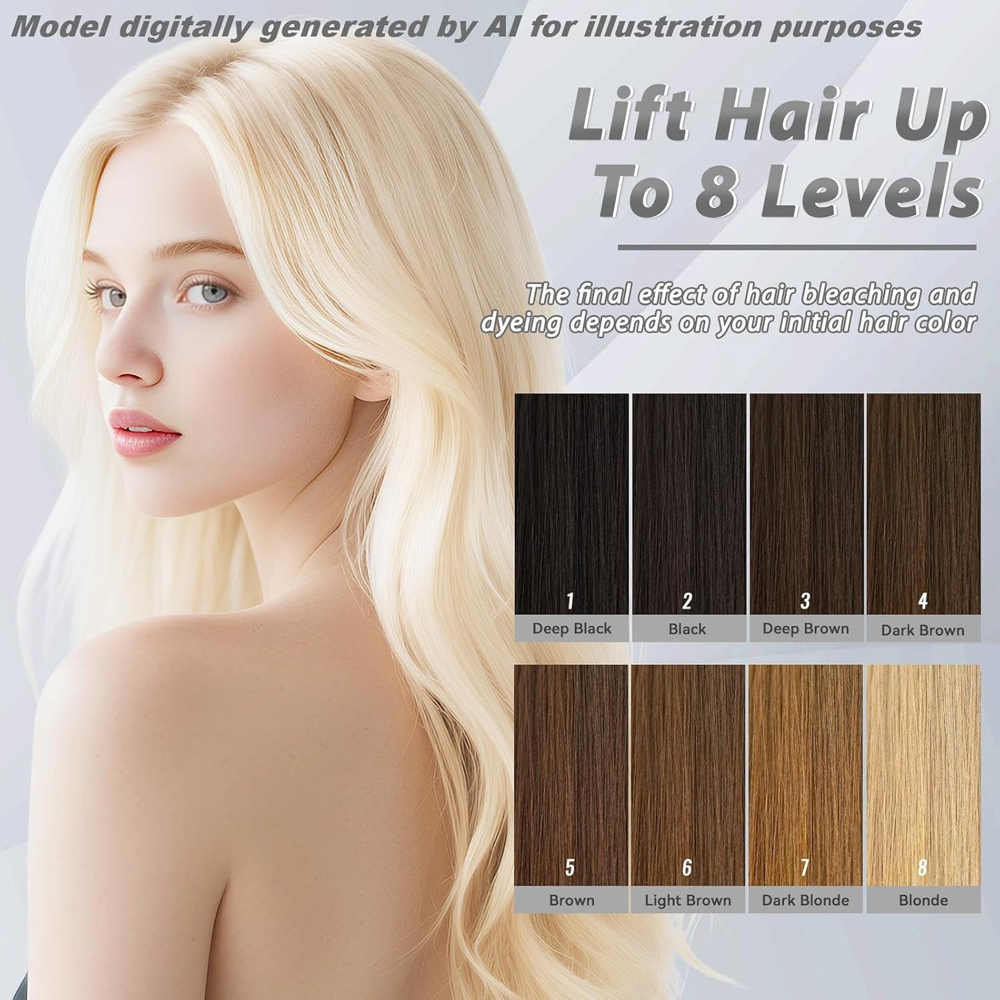 Gentle Cream Hair Bleach Kit - Ammonia-Free Hair Lightening, Lifts Up to 8 Levels | No-Drip Home Use