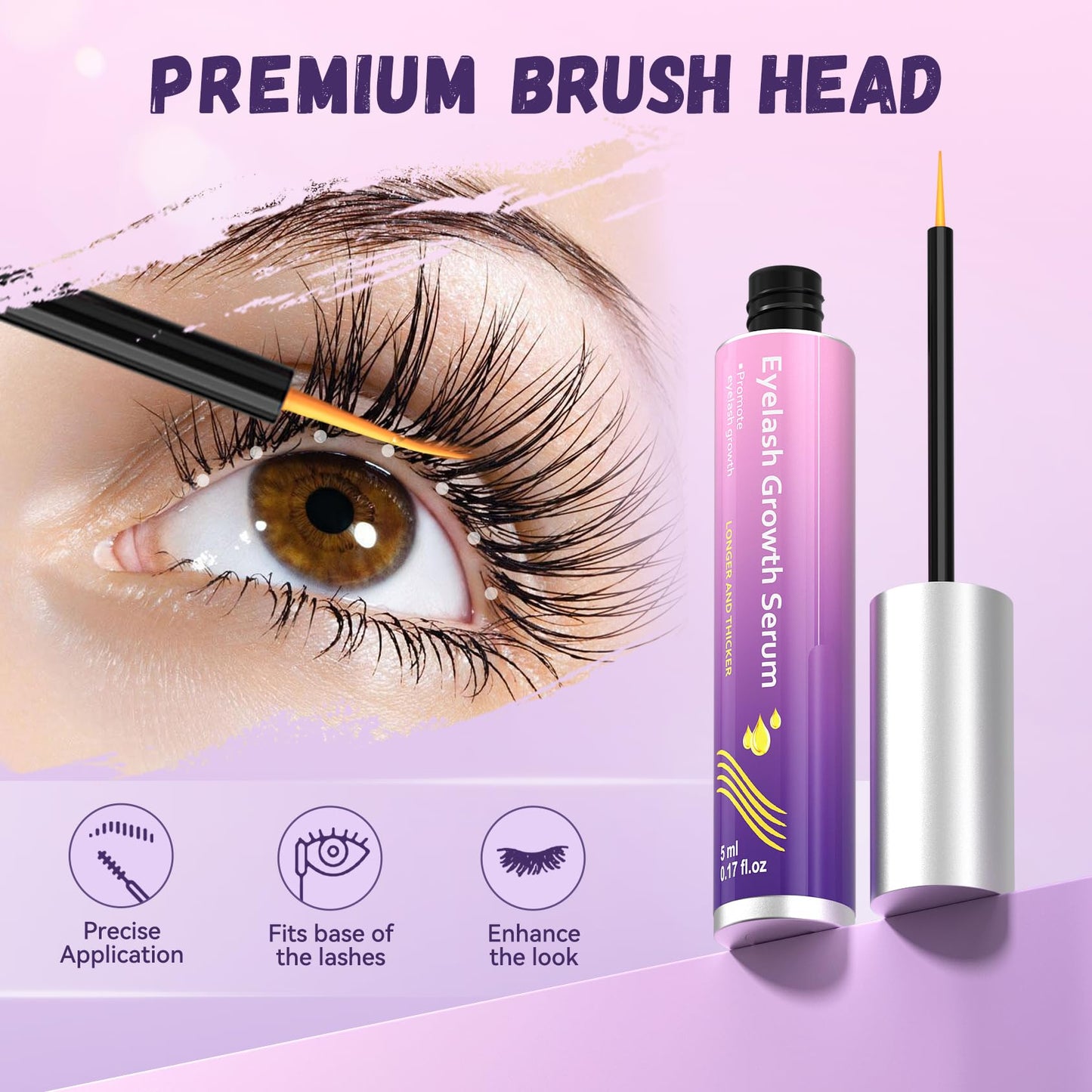 Vxzit Eyelash Enhance Serum - Eyelash Enhancers & Primers - Purple - Promotes Natural Lash Growth for Longer, Fuller Lashes