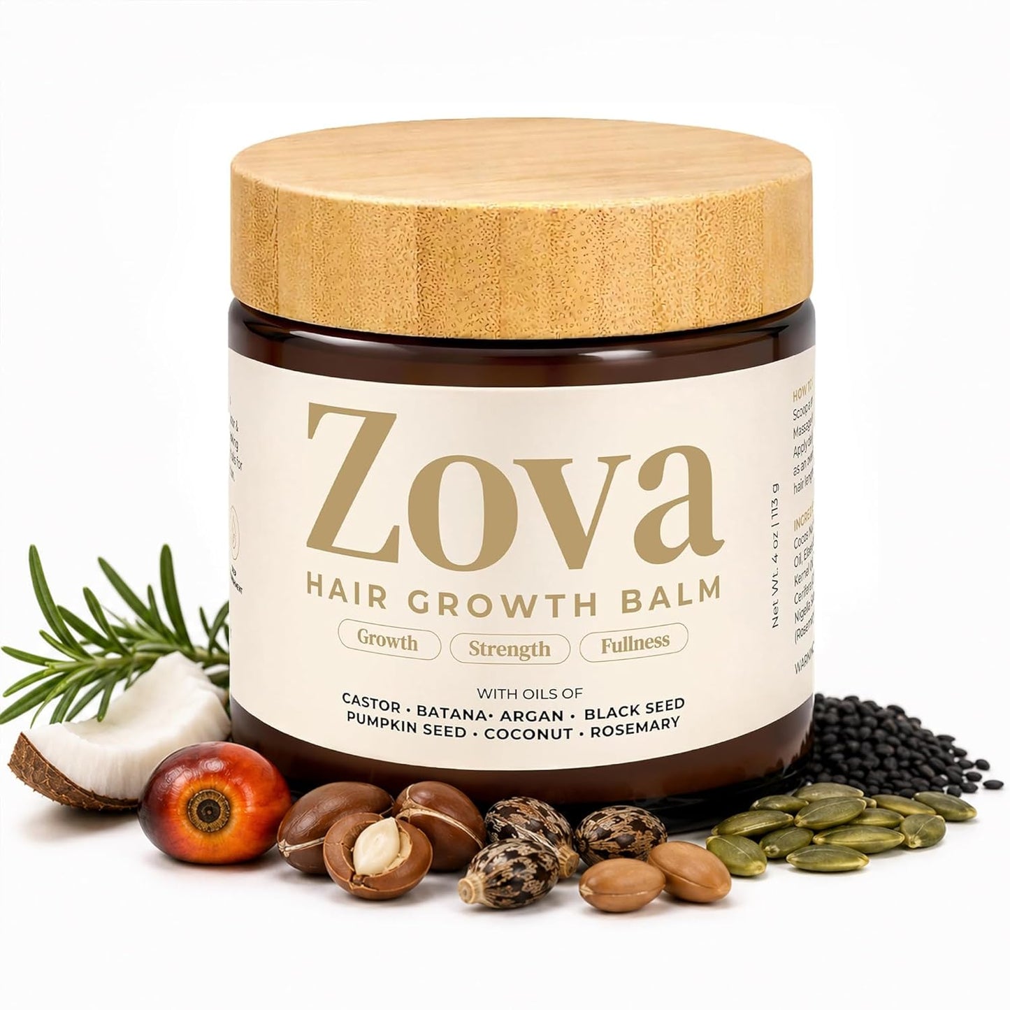 Hair Balm - Nourishing Batana, Castor, Argan & Rosemary Oil Blend for Thicker Hair - Deep Scalp Treatment for Men & Women | 4 oz