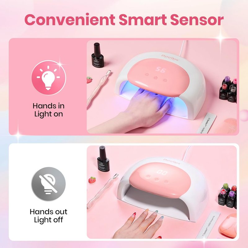 Beetles UV LED Nail Lamp - Candy White Gel Polish Dryer with Smart Sensor & 3 Timers | Larger Space for DIY Nails