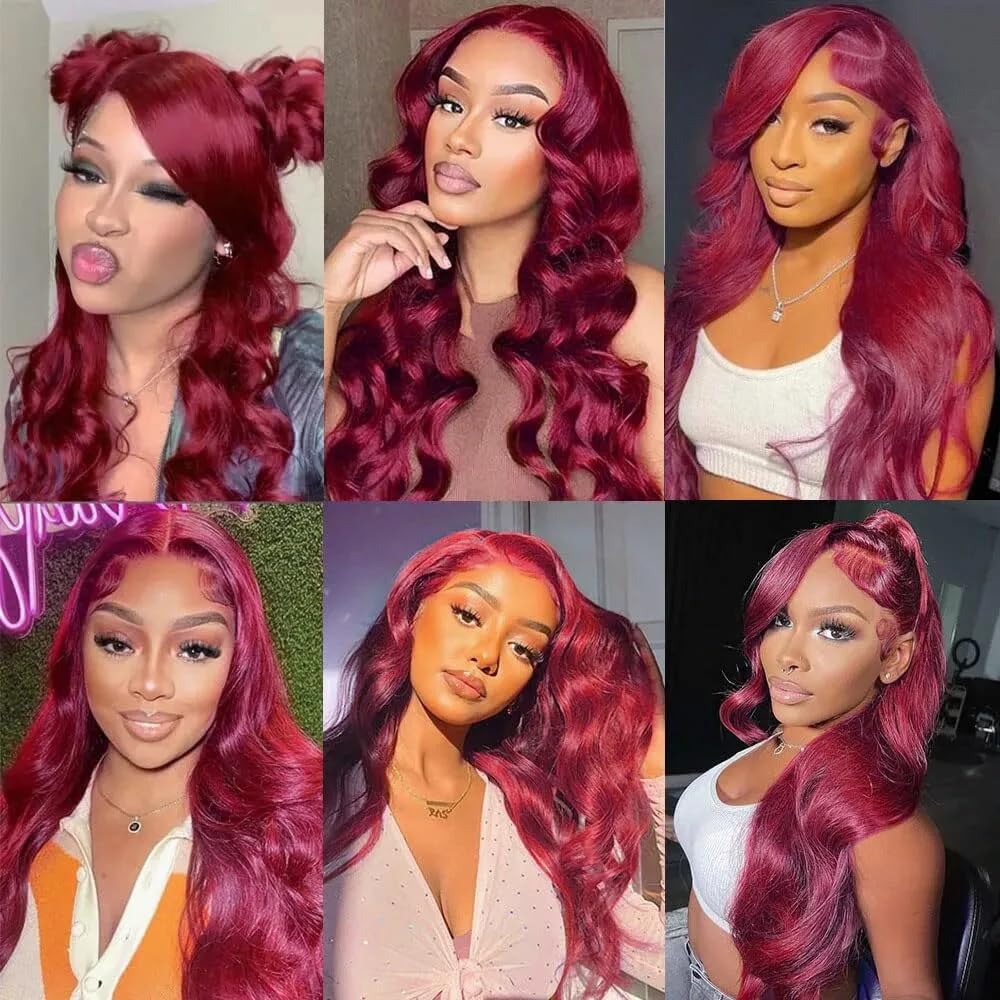 30 32 34 Inch #99J Burgundy Bundles Human Hair Body Wave Bundles Wine Red Color Body Wave 3 Bundles 50g/Bundle Unprocessed Brazilian Virgin Weave Hair Extensions for Black Women
