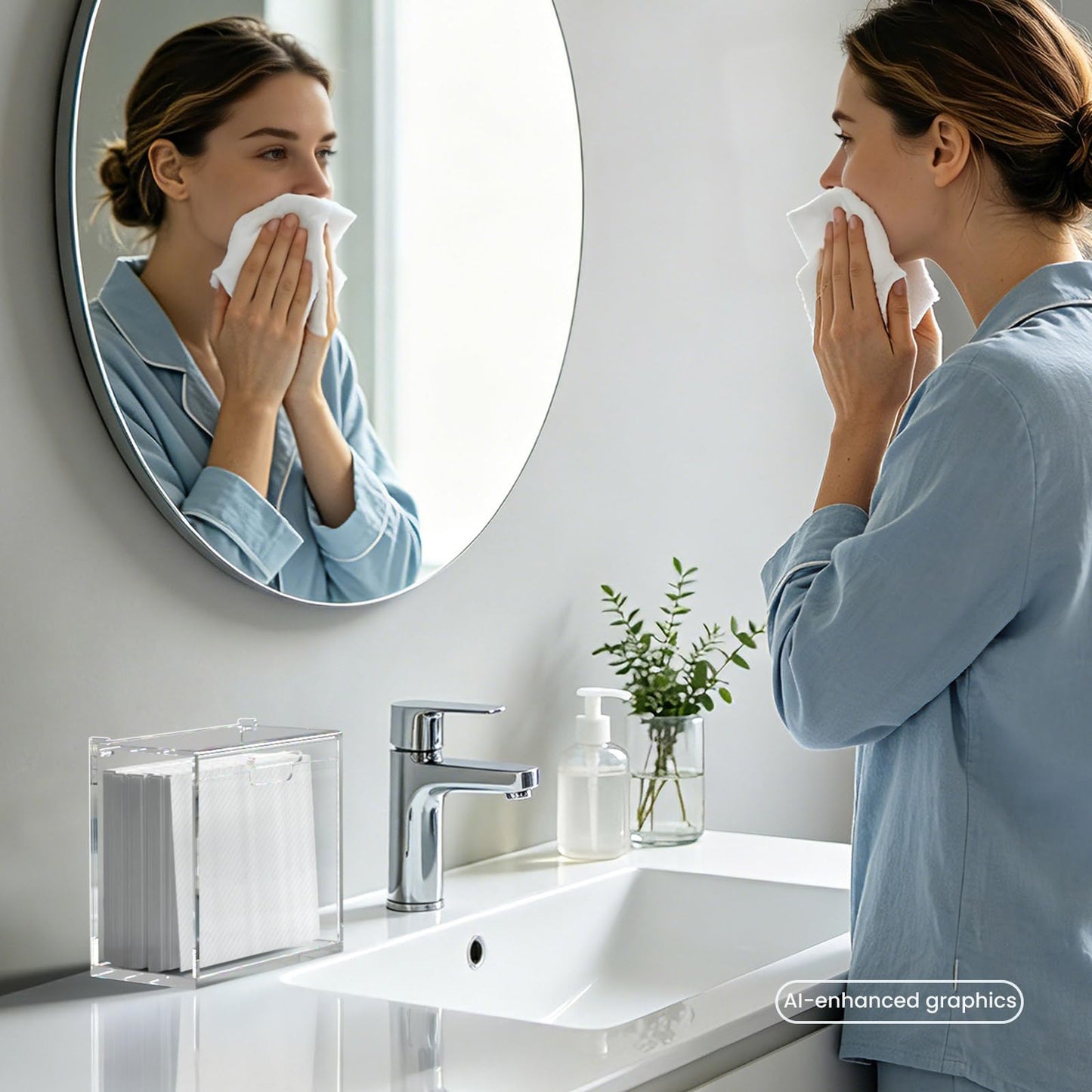 HlIMIEI Acrylic Disposable Face Towel Holder: Clean Skin Club Facial Towels Holder, Container for 25 Clean Towels XL (NOT Included), Waterproof Clear Face Cloth Storage Box for Bathroom Counter
