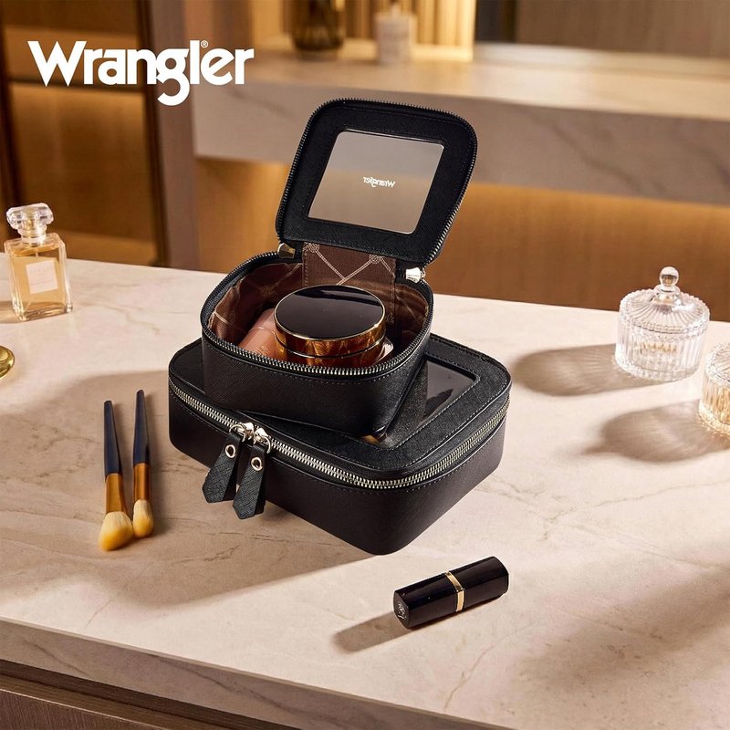Clear Makeup Bag - Portable Travel Cosmetic Organizer for Women | Black Toiletry Bag