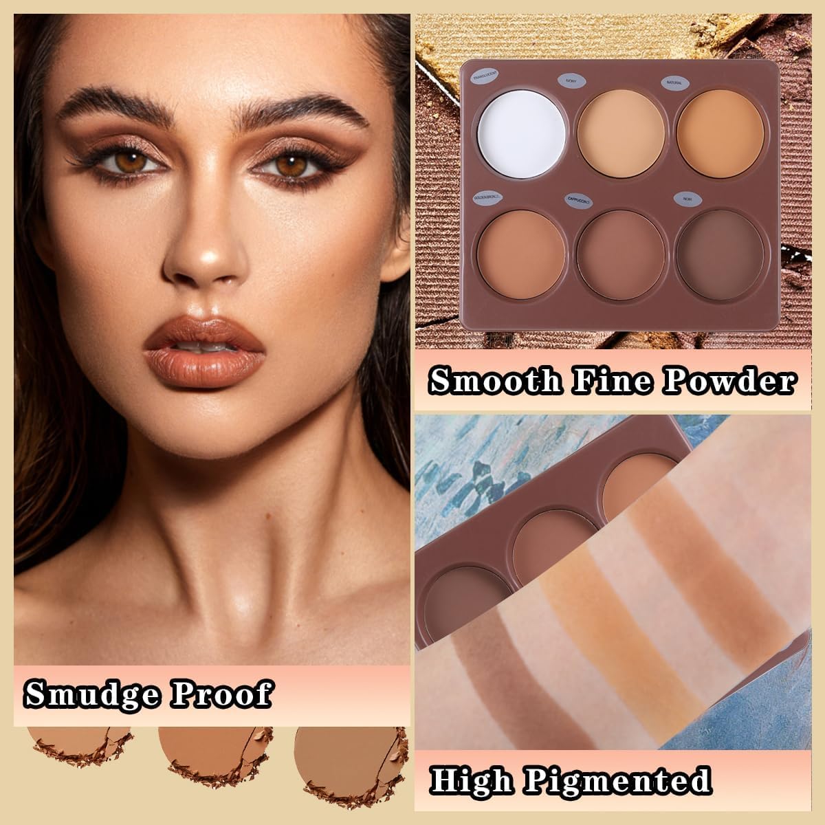 Katiluxiya 6 Colours Contour Palette, Makeup Contour Palette Powder Light to Dark, Makeup Palette Contour Kit, Highly Pigmented Matte Colours for Contour and Highlighting Makeup Contour Palette. (01)