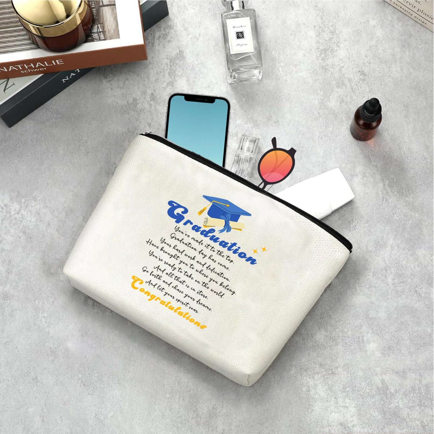 Virfuntaki Graduation Congratulation Gift for Her Class of 2026 Gifts to Friend Daughter Master PHD Degree Gift University College Grad Gifts Graduation Decorations Travel Vacation Makeup Bag Girl